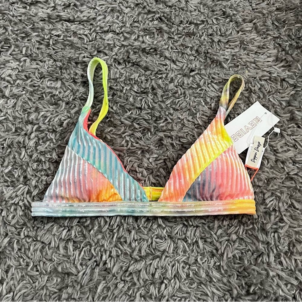 Dippin' Daisys Rainbow Bikini Top size Small